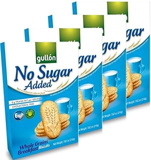 Gullon No Added Sugar Whole Grains Breakfast Biscuits 216g, Cholesterol Free, Ideal for Diabetics & Healthier Eating Lifestyles, Perfect for gifting to friends and family on all occasions (4)