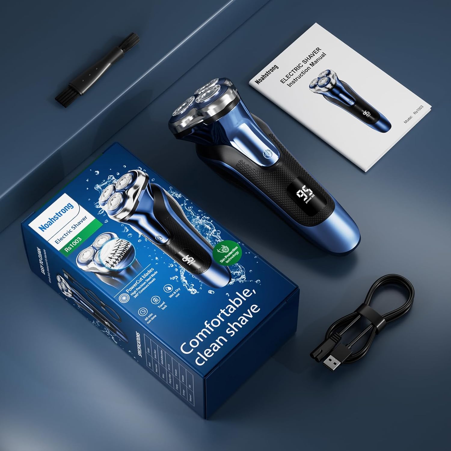 Electric Razor for Men,FitSan Wet & Dry Electric Shaver with PowerCut Blades, Cordless USB Rechargeable Foil Shaver with Pop-up Trimmer and Travel Lock-7