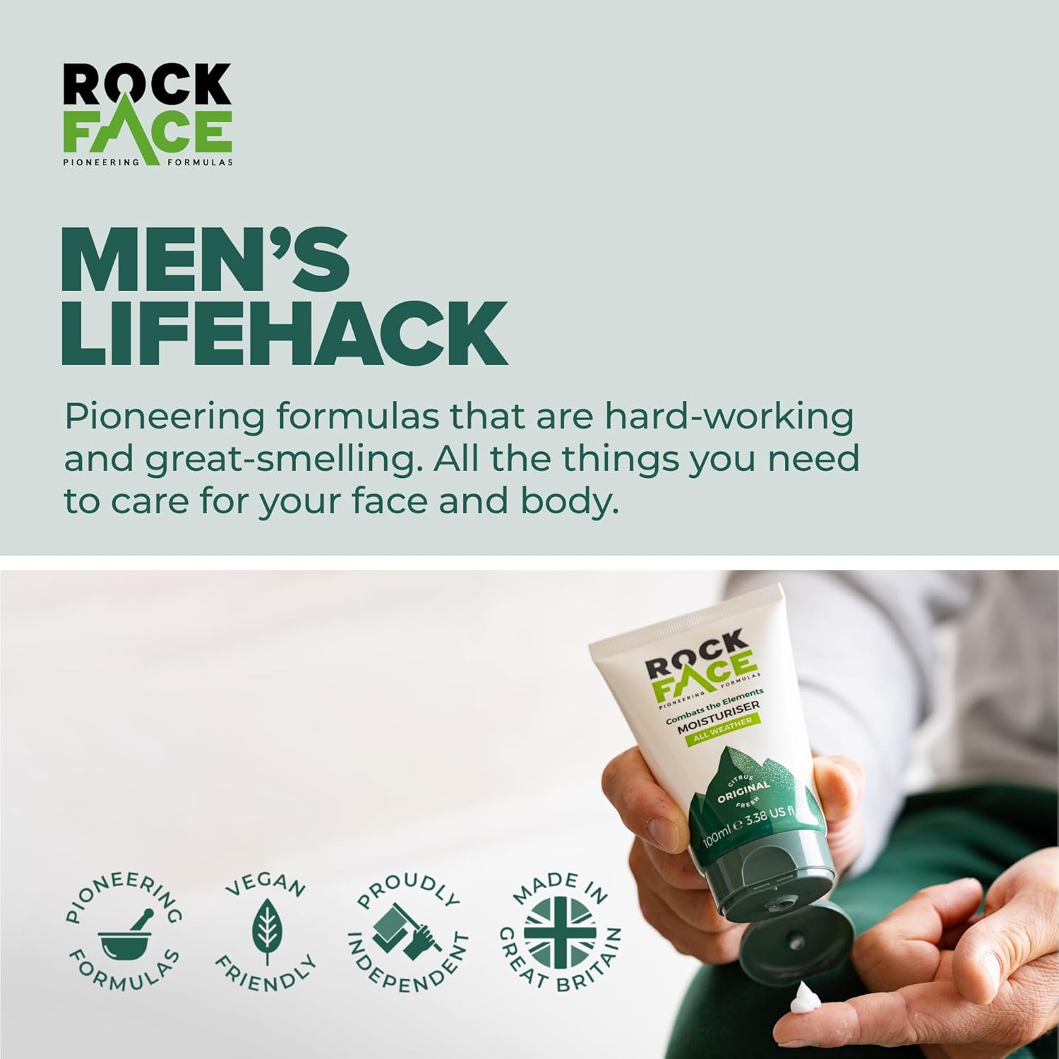 Rockface Mens Moisturiser | SPF Face Moisturiser | All Weather Protection | Energising Skincare | Fast Absorbing | 100ml-1