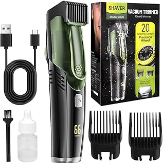 Vacuum Beard and Stubble Trimmer, Vacuum Beard Trimmer for Men, Beard Trimmer Men Rechargeable mit Adjustable Comb, Mens Beard Trimmers Vacuum Beard Trimmer for Mustache, Sideburns, Full Body Washed