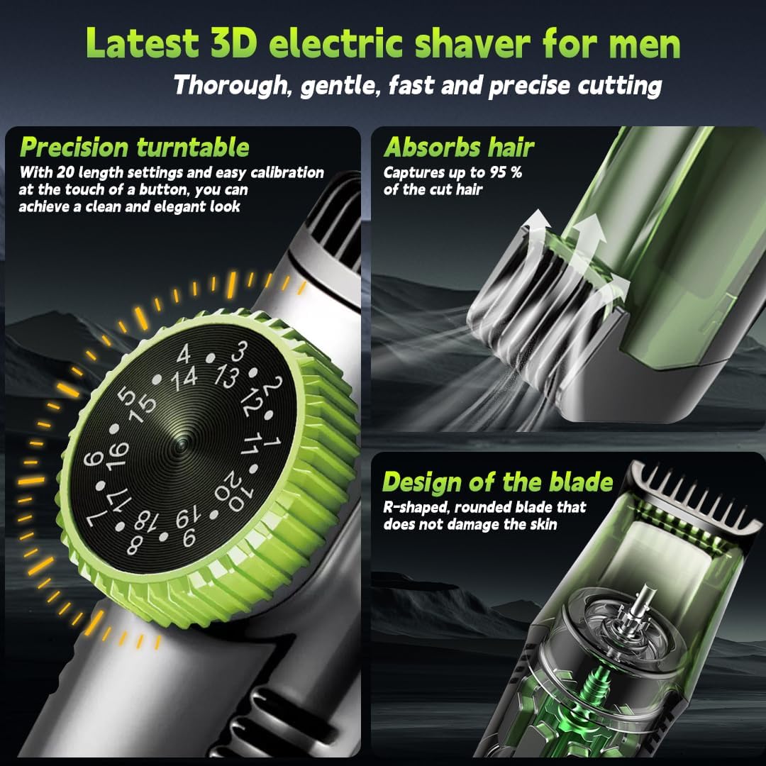 Vacuum Beard and Stubble Trimmer, Vacuum Beard Trimmer for Men, Beard Trimmer Men Rechargeable mit Adjustable Comb, Mens Beard Trimmers Vacuum Beard Trimmer for Mustache, Sideburns, Full Body Washed-3