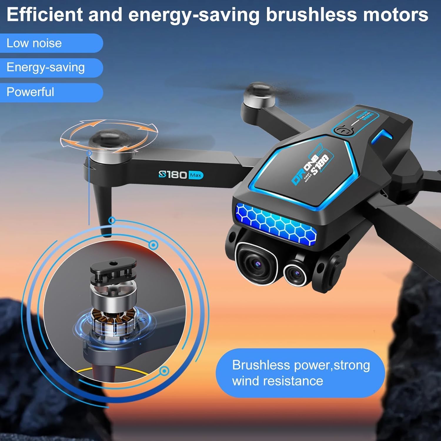 Drone with Adjustable 4K Camera, OBEST Foldable RC Quadrocopter 36 Mins Long Flight Time, 360° Obstacle Avoidance, Brushless Motor, Follow Me, Optical, Drone for Adult (black)-1