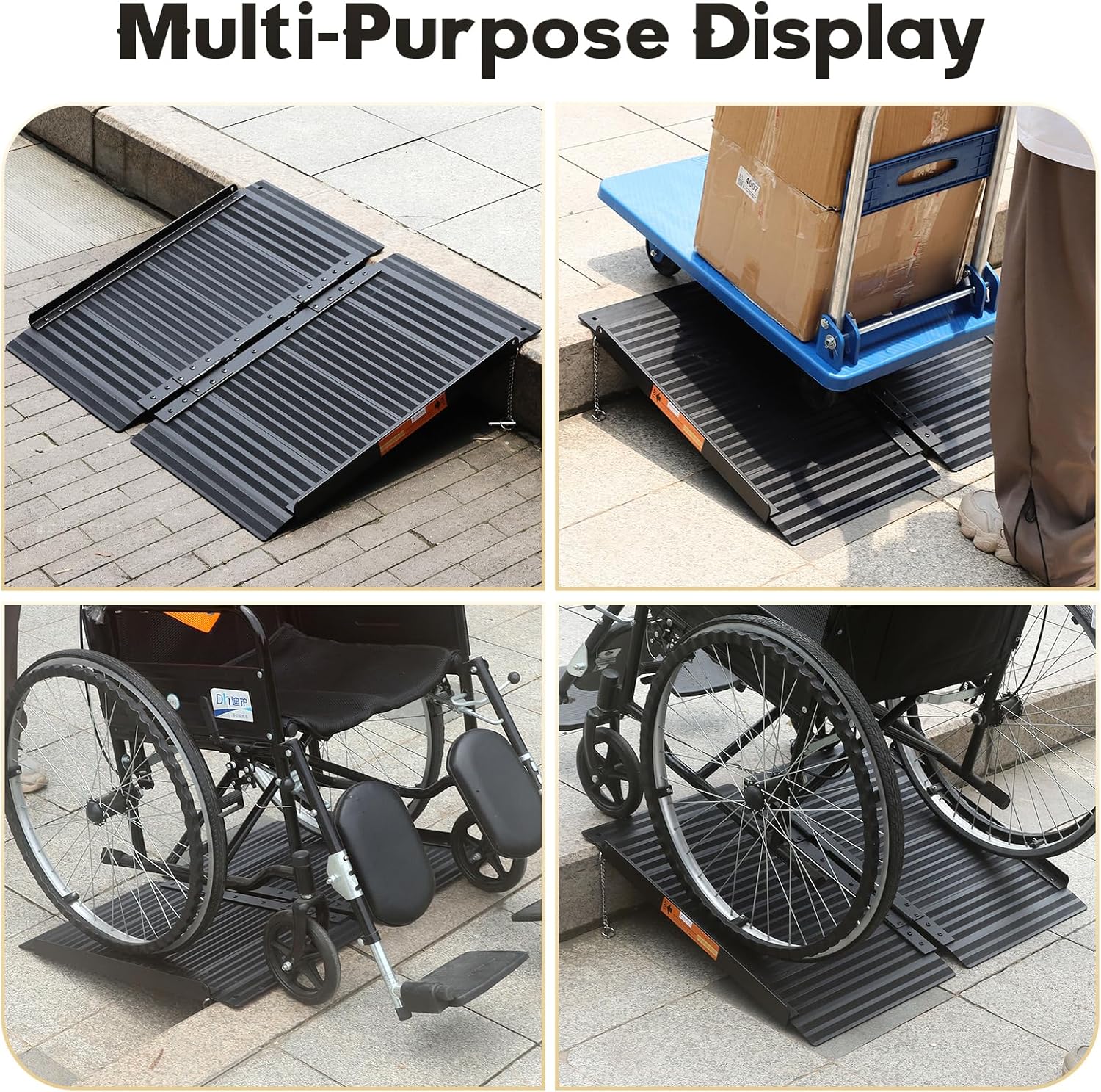 gardhom Aluminum Wheelchair Ramp 3FT, With Non-Slip Surface 362kg Capacity, Folding Portable Ramps for Mobility Scooters for Home Steps, Stairs, Doorways, Curbs, Threshold-4