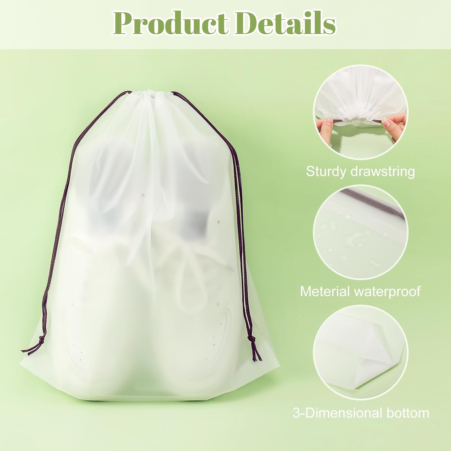 Meng Jiaran 24PCS Travel Shoe Bags Waterproof Shoe Storage Bags with Drawstring Multifunctional Translucent Dust Bags, Portable Shoe Organizer Pouch for Shoes Clothes Travel Accessories-1