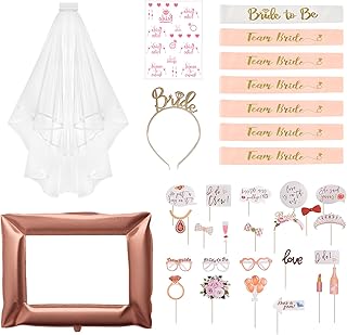 TOPBELIEF Hen Party Accessories Team Bride Sash Hen Do Accessories 1 Bride to be Sash 6 Team Bride Sashes Headband Veil Frame Photo Props for Bridal Shower Bachelorette Party Hen Night Party Wedding