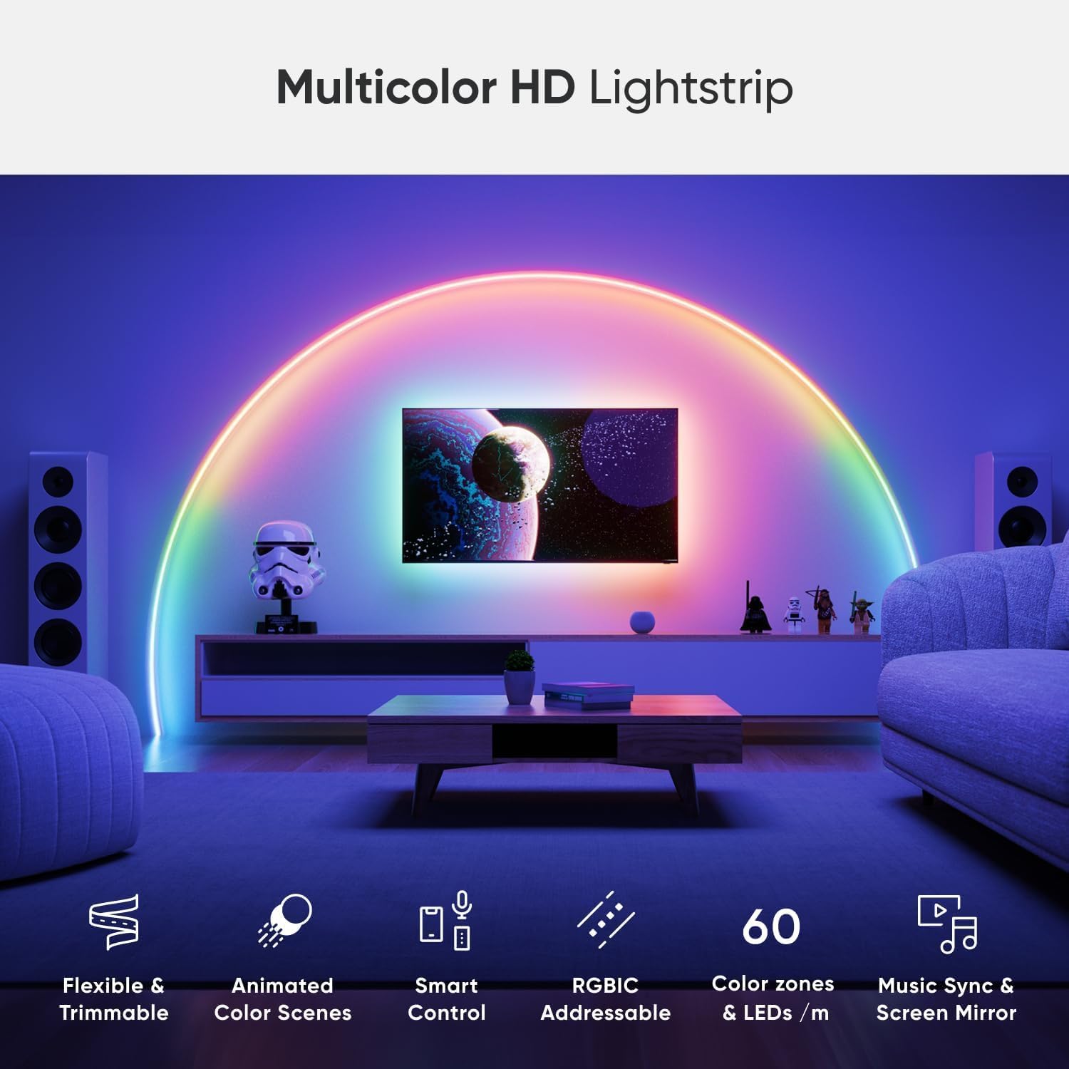 Nanoleaf Matter Essentials 5M HD Led Strip Light, Addressable RGBIC Led Strip - Smart and Multicolour, Matter over WiFi, Bluetooth, 16M+ Colours, Works with Alexa Google Assistant Apple Homekit-1