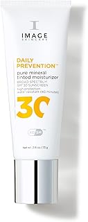 IMAGE Skincare, DAILY PREVENTION Pure Mineral Tinted Face Moisturiser SPF 30 Sunscreen Lotion, Lightweight Hydration with Hyaluronic Acid, 73 g