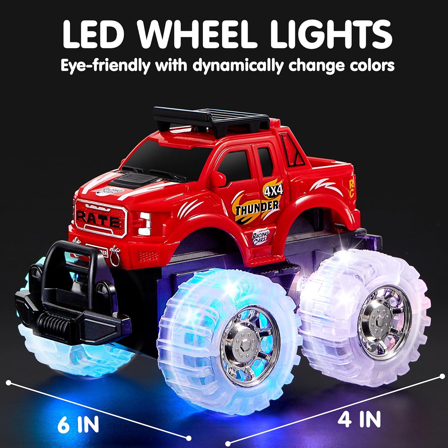 JOYIN 3 Pack Light Up Monster Trucks for Boys and Girls - Motion Activated Light-Up Cars for Toddlers - Monster Truck with Lightning Wheels - Baby Toy Gift - Toy Truck for Boys Girls Kids-1