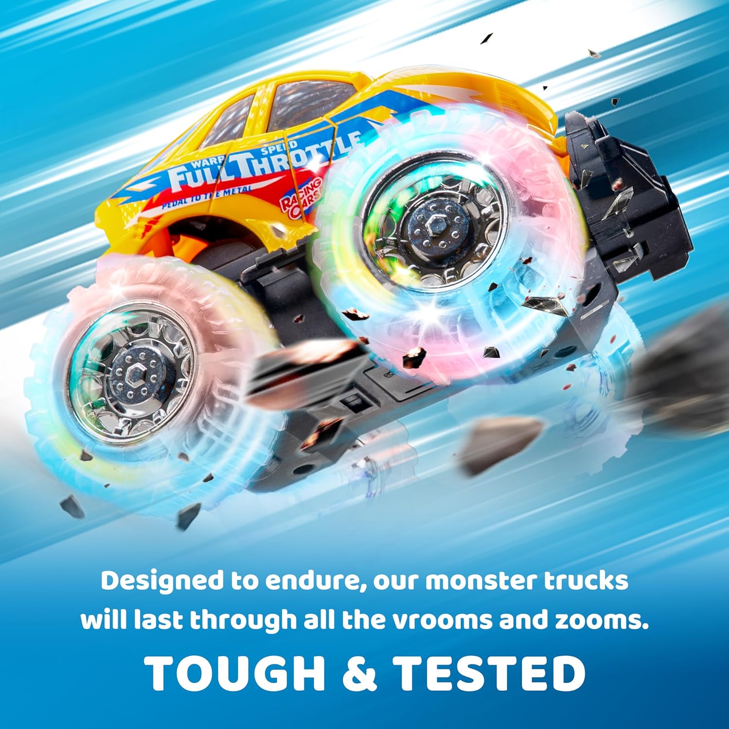 JOYIN 3 Pack Light Up Monster Trucks for Boys and Girls - Motion Activated Light-Up Cars for Toddlers - Monster Truck with Lightning Wheels - Baby Toy Gift - Toy Truck for Boys Girls Kids-4