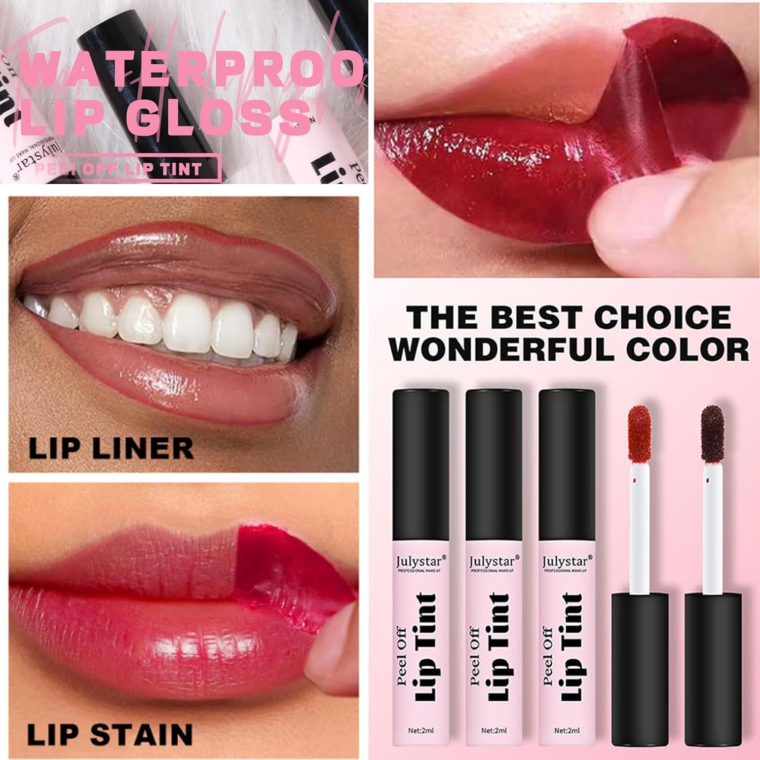 Lip Stain Peel Off, Lip Tint Stain Long Lasting, Tattoo Color Lip Gloss,Transfer Proof, Matte Finish, Waterproof Formula, Lip Makeup For Women Girls (05#)-2