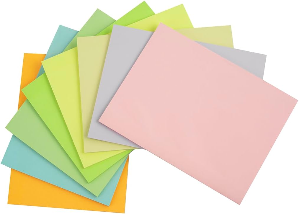 8 Pads - 6 in x 8 in Large Sticky Notes,8 Colors Post Self Stick Notes Pads, Pastel Stickies Colorful Super Sticking Memo Pads,Strong Adhesive, 40 Sheets/pad，320 Sheets-0