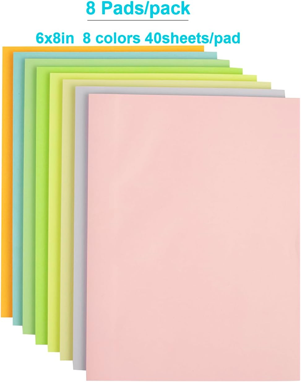 8 Pads - 6 in x 8 in Large Sticky Notes,8 Colors Post Self Stick Notes Pads, Pastel Stickies Colorful Super Sticking Memo Pads,Strong Adhesive, 40 Sheets/pad，320 Sheets-1