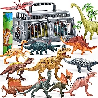 JOYIN Dinosaur Toys for Boys Age 3-6,Kids Toys with Play Mat Set & Storage Cage,19 PCS Realistic Dinosaur Figures & Trees for 3 4 5 6 Year Old, Dinosaur Toys for Boys and Girls Gift