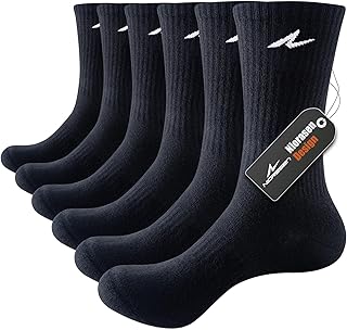 Niorasen Cushioned Sports Socks for Men & Women, Combed Cotton Running Socks, Seamless Crew Gym Socks, 3 Pairs Athletic Golf Socks for Walking, Hiking, Cycling