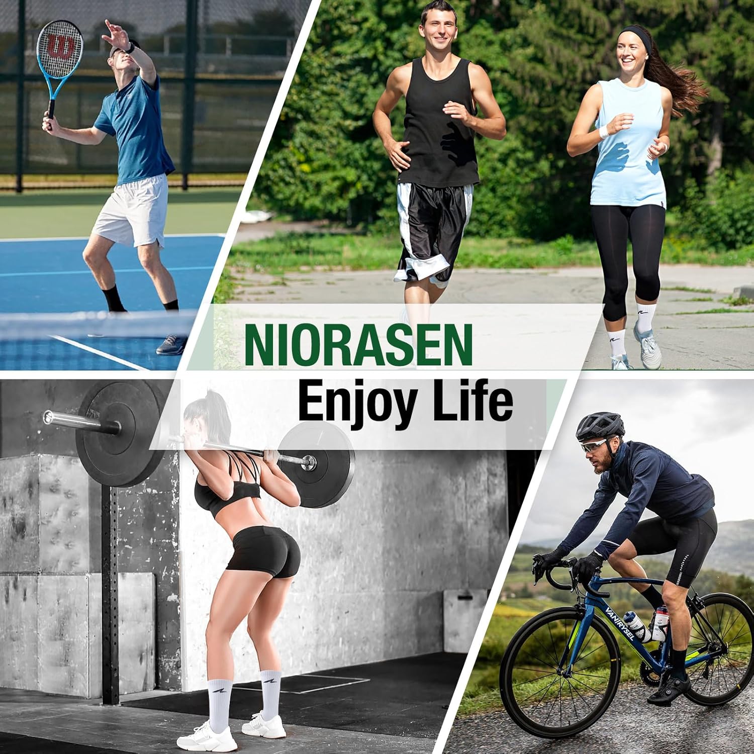 Niorasen Cushioned Sports Socks for Men & Women, Combed Cotton Running Socks, Seamless Crew Gym Socks, 3 Pairs Athletic Golf Socks for Walking, Hiking, Cycling-6