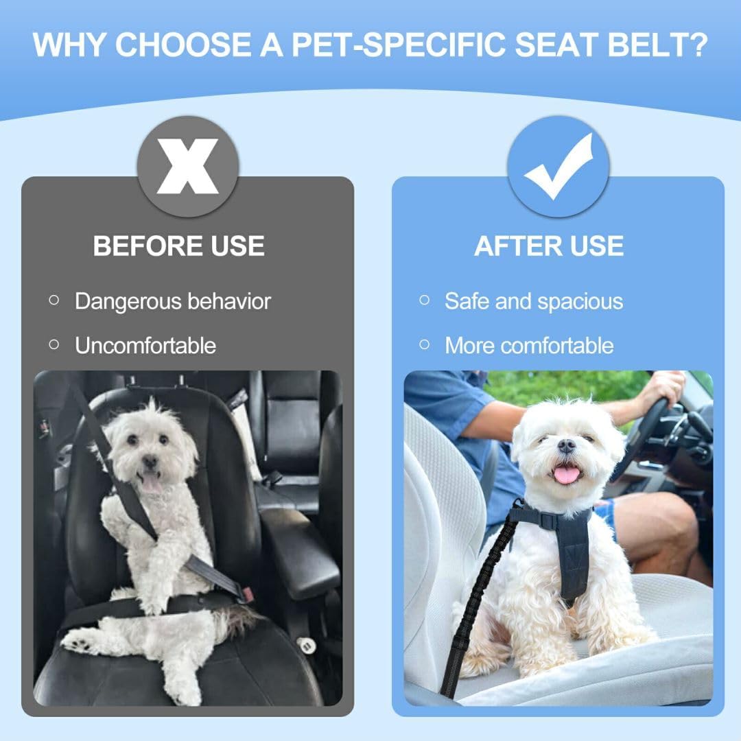 Redamancy Dog Seat Belt for Car, 2-in-1 Dog Seat Belt, Hook Latch Bar & Seatbelt Buckle, Adjustable Safety Belt Suitable for Dog with Anti Shock Elastic Nylon Bungee Buffer, for Dogs Car Travel-5