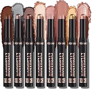 LANGMANNI 8Pcs Eyeshadow Stick Gift Set,Soft Smooth Cream With Matte Earth & Metal Colors, Waterproof & Long-Lasting, Beauty & Personal Care Eye Shadow Stick For Daily Makeup & Special Occasions (#B)