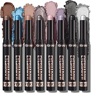 LANGMANNI 8Pcs Eyeshadow Stick Gift Set,Soft Smooth Cream With Matte Earth & Metal Colors, Waterproof & Long-Lasting, Beauty & Personal Care Eye Shadow Stick For Daily Makeup & Special Occasions (#C)