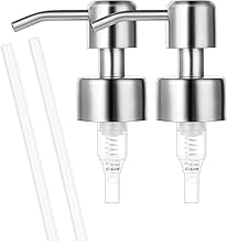 Giantree Stainless Steel Soap Dispenser Replacement Pump, 2Pack Lotion Soap Dispenser Pump Head with 18cm Hose Reusable Rustproof Soap Dispenser Replacement Pump Head 28mm for Kitchen Bathroom(Silver)