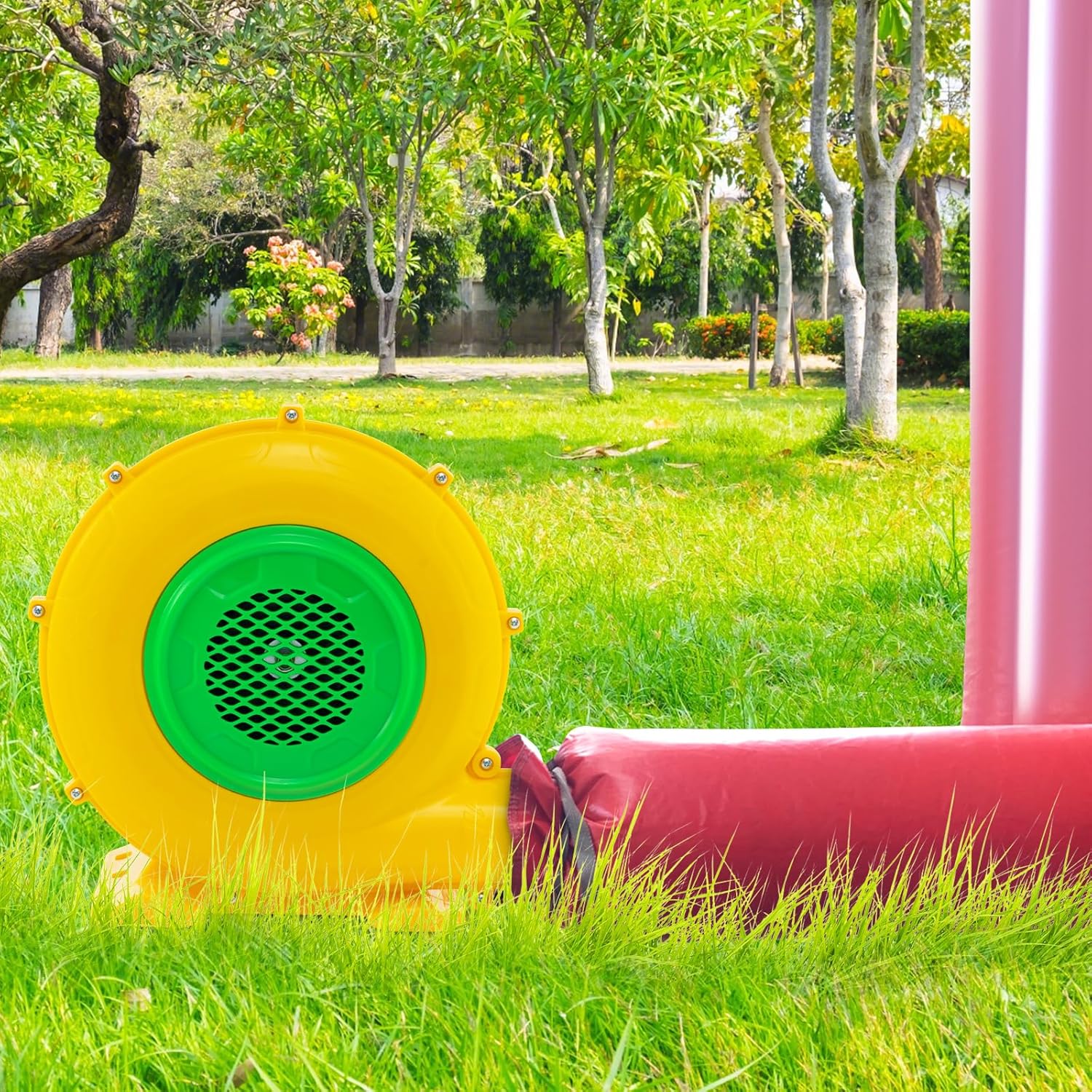 GYMAX Air Blower, Inflatable Bouncy Castle Blower with Ground Stakes, Electric Air Pump Fan for Bounce House and Water Slide-8