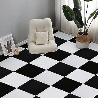 Self Adhesive Floor Tile Vinyl Flooring Peel and Stick for Kitchen Bathroom Living Room Bedroom Waterproof White Black Lino Flooring 30X30cm 20pcs