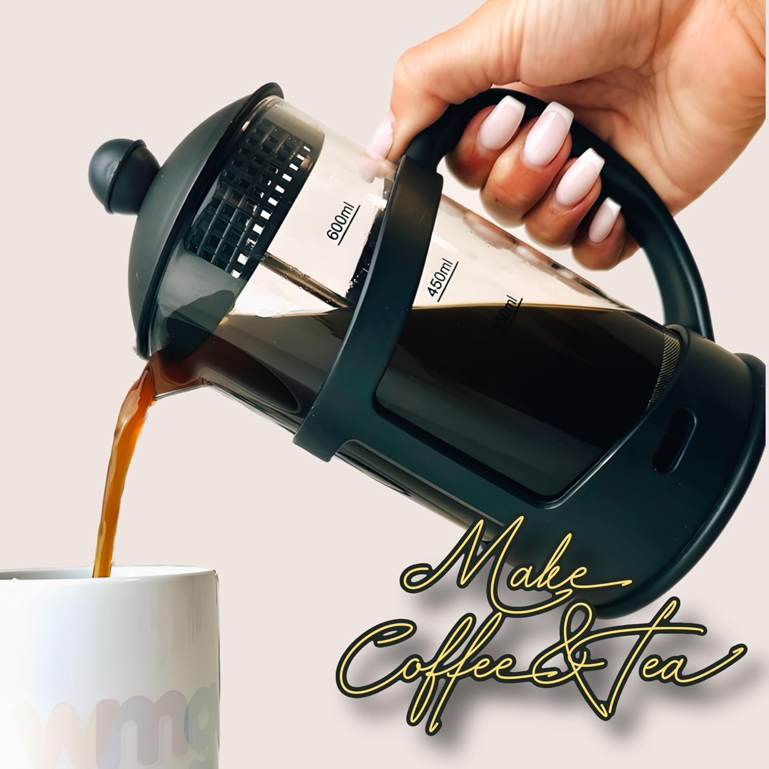 Nozzy French Press Coffee Maker, Coffee Press and Tea Maker (600ml)-1