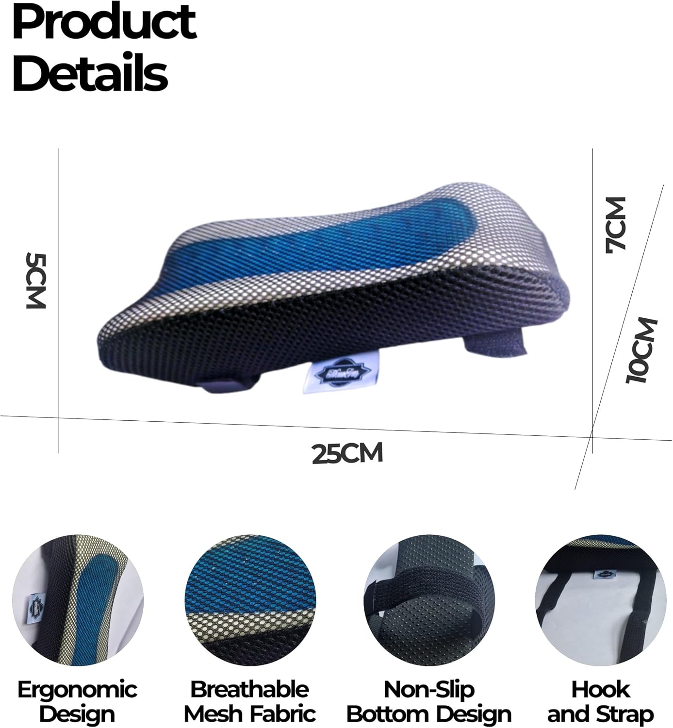 MoonTeez Office Chair Armrests Pads, Ergonomic Memory Foam, Blue Cooling Gel, Breathable Mesh Fabric and Black Mouse Pad.-5