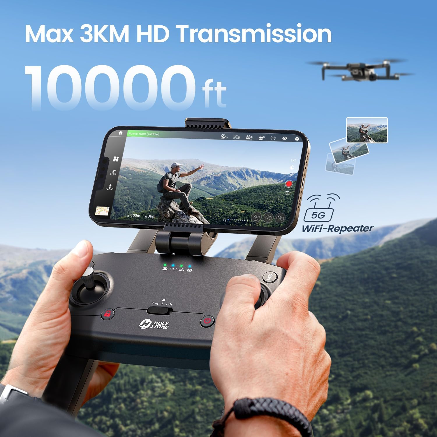 Holy Stone HS720S Drone with 4K UHD Camera for Adults, 2 Batteries 42 Mins Flight Time, 3KM Transmission, Brushless Motor, Smart Return Home, Follow Me, Under 249g, Foldable GPS Drone for Beginners-2