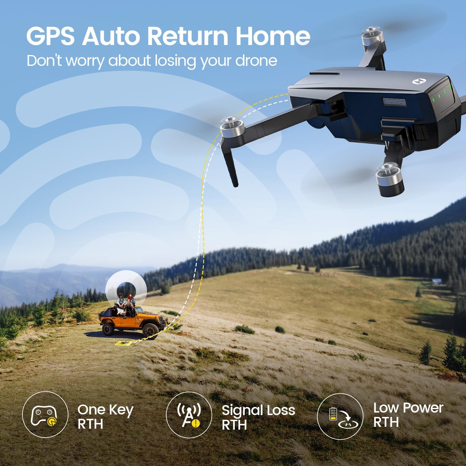 Holy Stone HS720S Drone with 4K UHD Camera for Adults, 2 Batteries 42 Mins Flight Time, 3KM Transmission, Brushless Motor, Smart Return Home, Follow Me, Under 249g, Foldable GPS Drone for Beginners-4