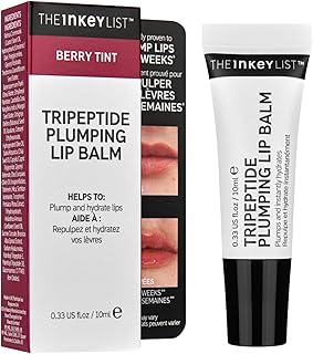 The INKEY List Tripeptide Plumping Lip Balm 10ml | Clinically Proven Plumping Tinted Lip Care | Hydrates Dry Cracked Lips | Vegan & Cruelty Free | Berry Tint