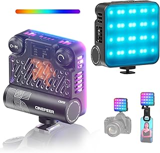 ZHIYUN CINEPEER CM15 15W RGB Video Light, Selfie Light with Clamp Phone Holder and Cold Shoe, Led Video Light with 18 Light Effects, 2600mAh CRI 94+ TLCI 96+ 2500K-10000K for Vlogging, Selfie,TT