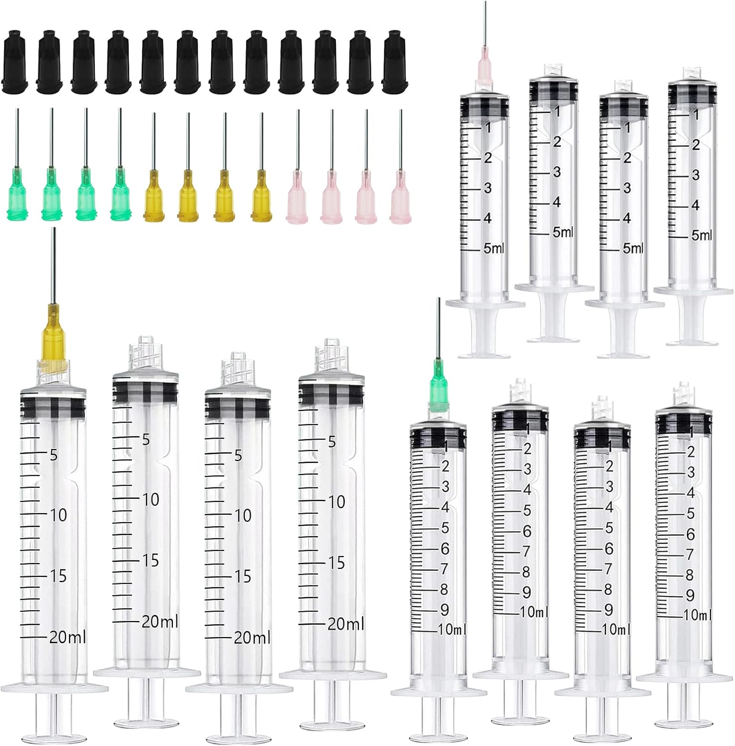 TOPBELIEF Syringe Needle 5ML 10ML 20ML Plastic Syringe Set Glue Syringe Ink Filling Syringe Syringe With Needle 17G 18G 20G for Lab Glue Industrial Scientific Labs-0