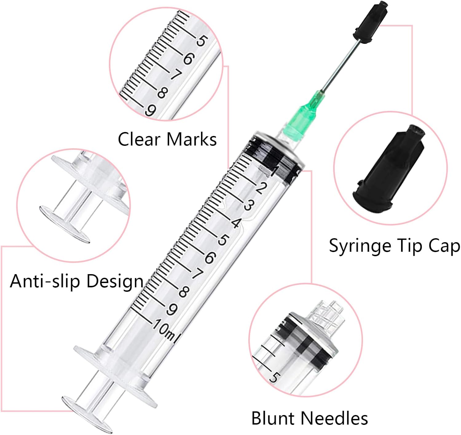 TOPBELIEF Syringe Needle 5ML 10ML 20ML Plastic Syringe Set Glue Syringe Ink Filling Syringe Syringe With Needle 17G 18G 20G for Lab Glue Industrial Scientific Labs-4