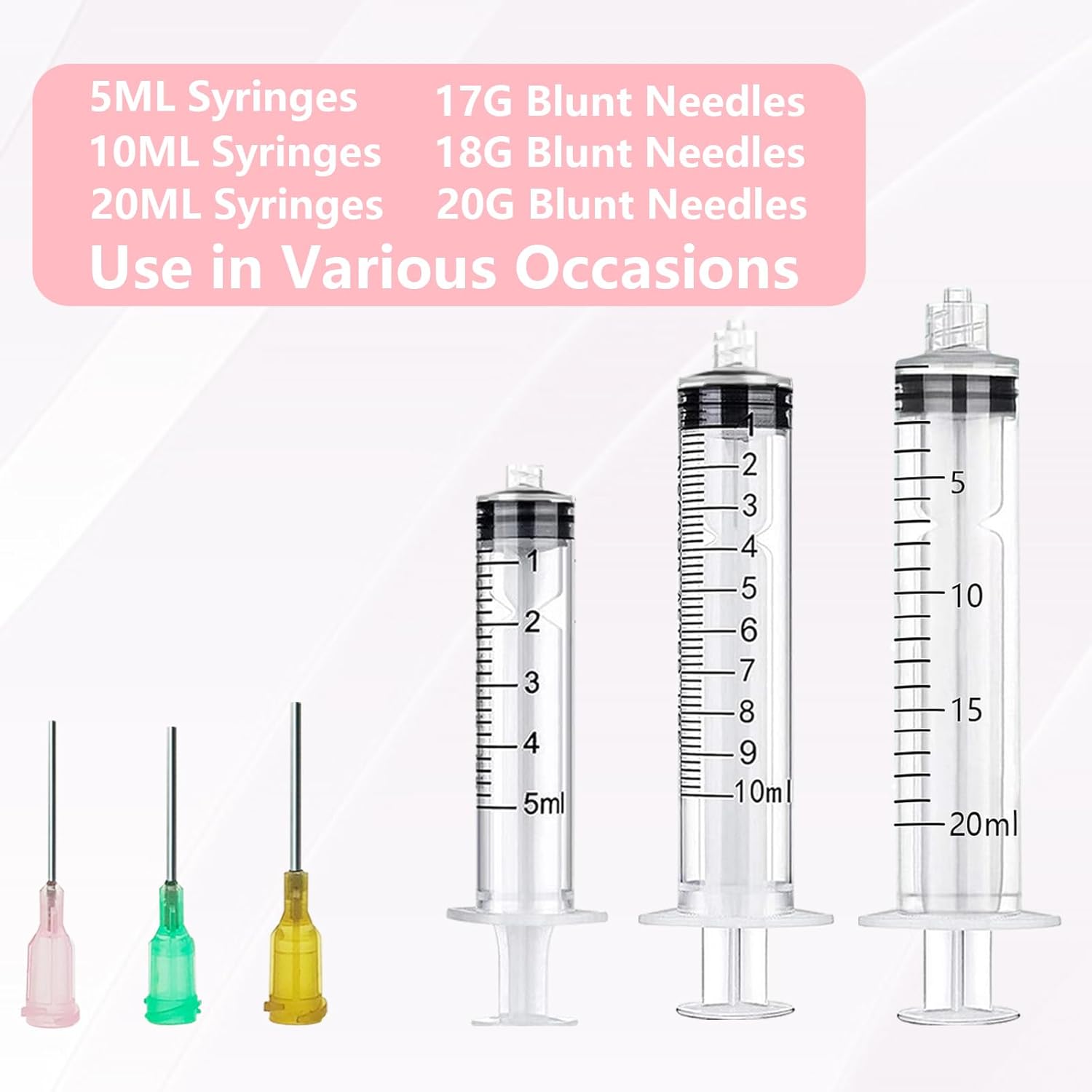 TOPBELIEF Syringe Needle 5ML 10ML 20ML Plastic Syringe Set Glue Syringe Ink Filling Syringe Syringe With Needle 17G 18G 20G for Lab Glue Industrial Scientific Labs-7