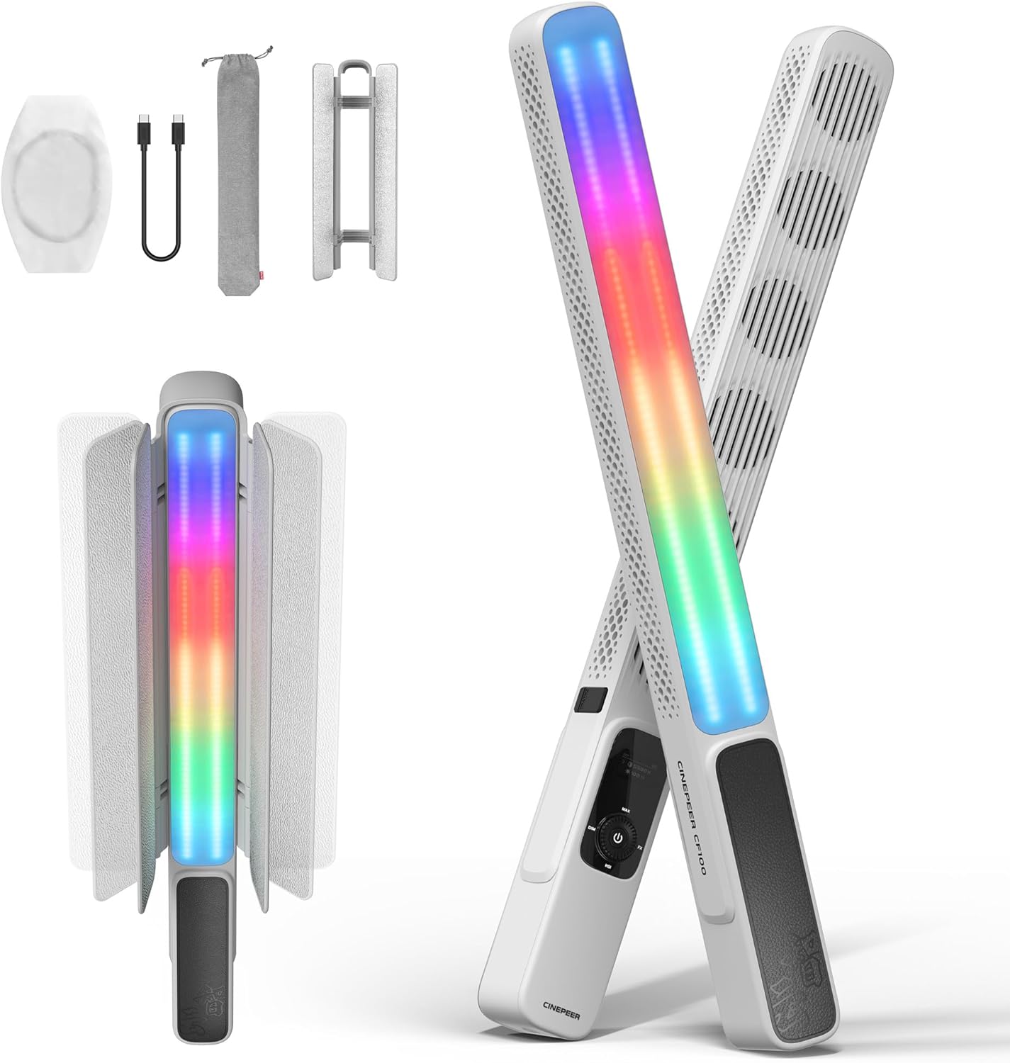 ZHIYUN CINEPEER CF100 100W RGB Light Stick Handheld LED Video Light Wand 2700K-6500K CRI 96+ TLCI 98+ Portable Fill light with 6 Light Effect Continuous Output Lighting Photography Tube Lighting Combo-0