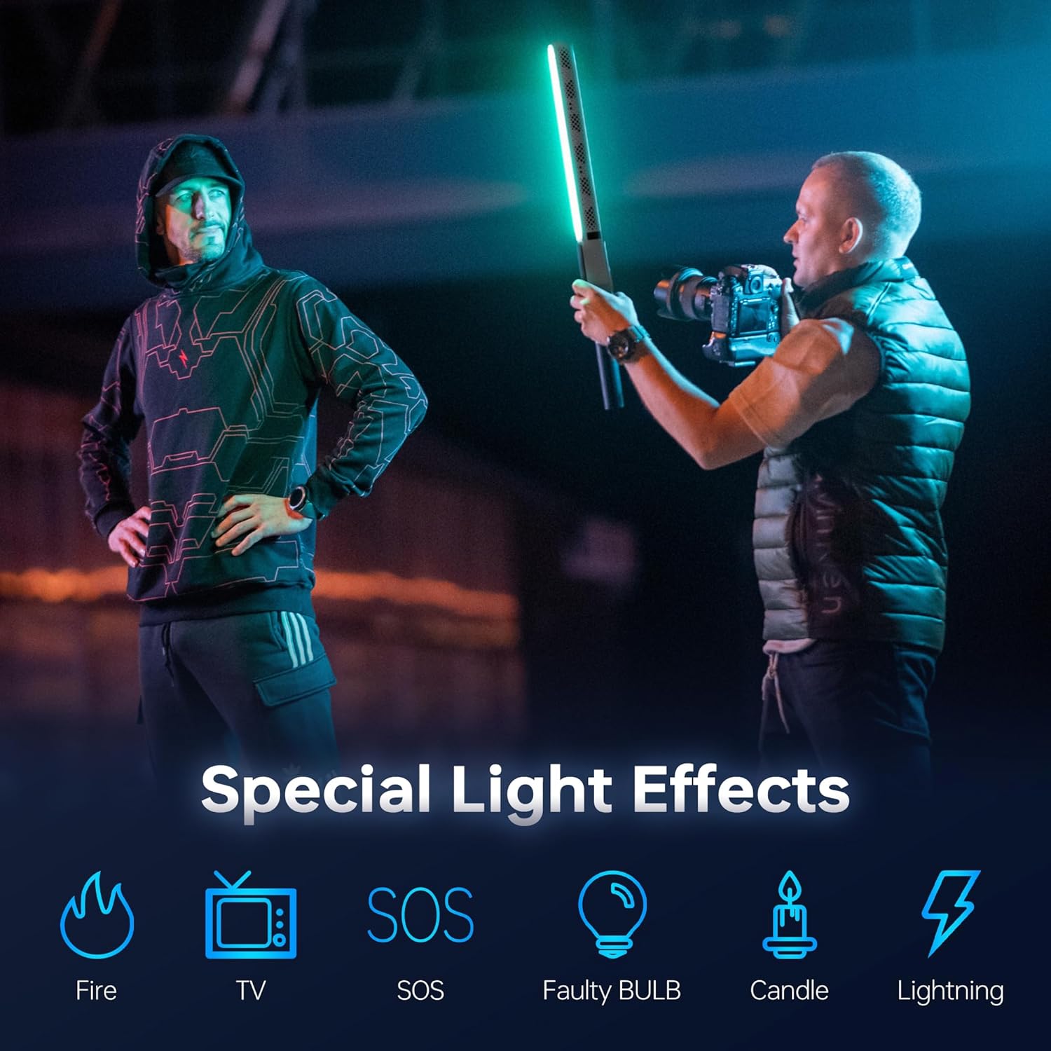 ZHIYUN CINEPEER CF100 100W RGB Light Stick Handheld LED Video Light Wand 2700K-6500K CRI 96+ TLCI 98+ Portable Fill light with 6 Light Effect Continuous Output Lighting Photography Tube Lighting Combo-8