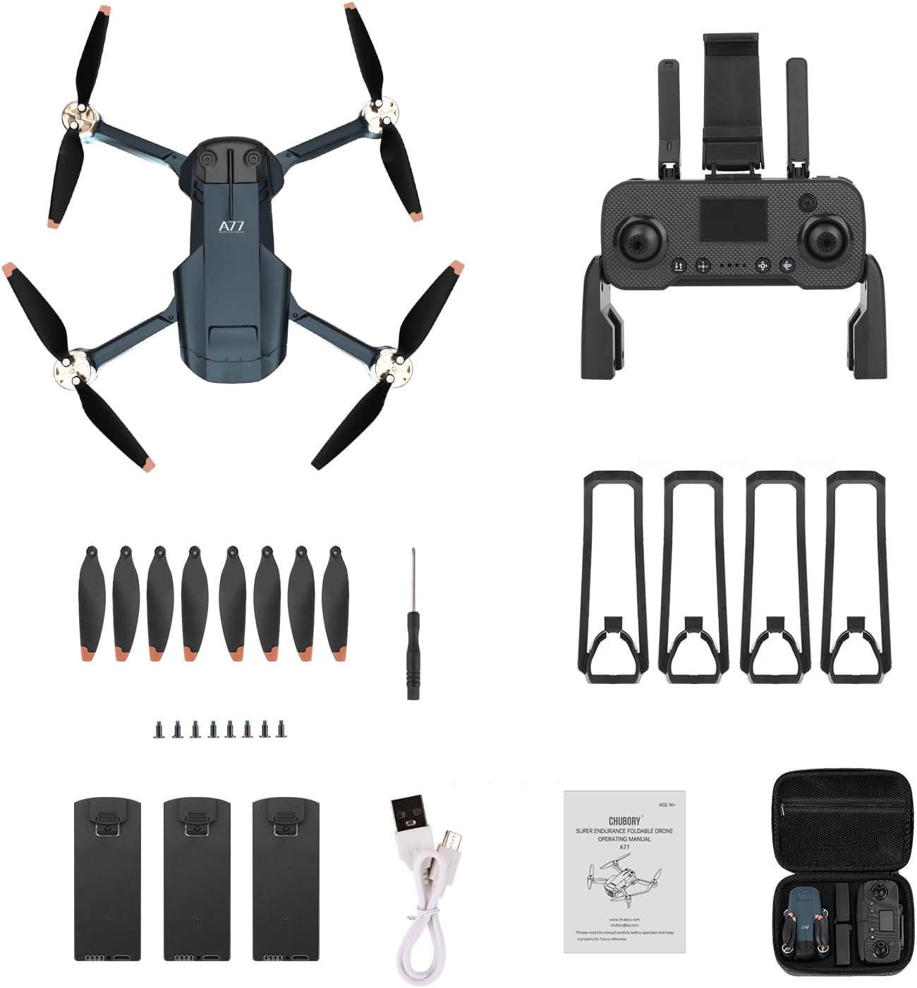 Enduring Brushless Motor Drone with 84 Mins Super Long Flight Time, Drone with 4K HD Camera for Beginners, CHUBORY A77 WiFi Quadcopter, Follow Me, Auto Hover, A77-UK-240508-6