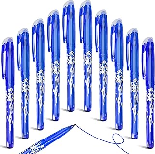 10Pack Erasable Pens Blue - 0.7mm Friction Pens with Eraser, Rub Out Gel Ink, Writing Pens for School Office Supplies, Stationery for Kids and Adults