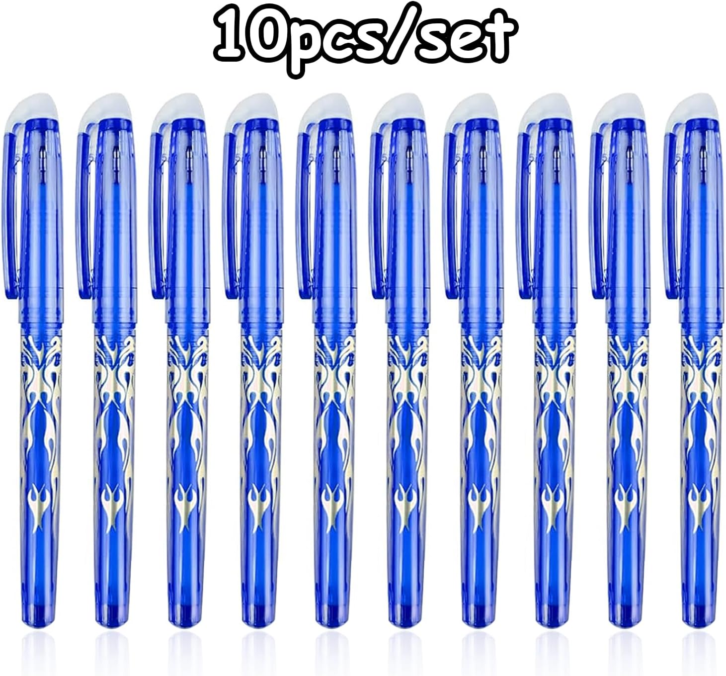 10Pack Erasable Pens Blue - 0.7mm Friction Pens with Eraser, Rub Out Gel Ink, Writing Pens for School Office Supplies, Stationery for Kids and Adults-2