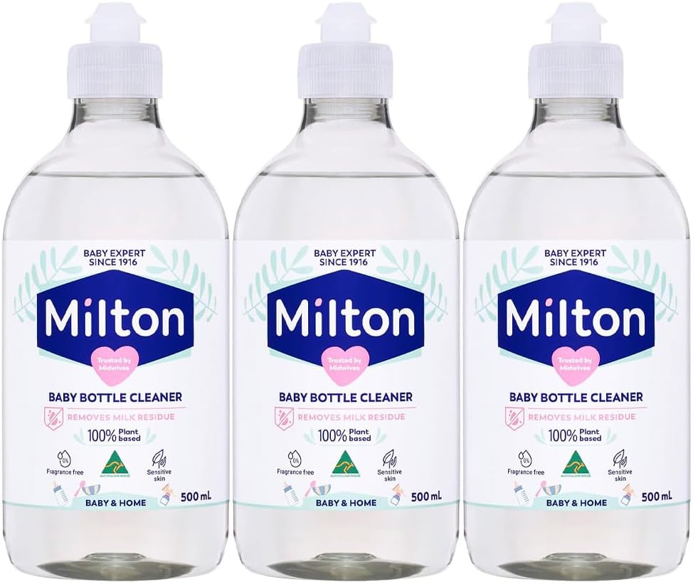 Milton Baby Bottle Cleaner 500ml Pack of 3 Teat White Milk Film Residue Remover Hygiene Household Desinfectant Wash for Sensitive Skin with Welari Thank You Card | (3pack) (1500ml)-0