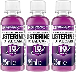 Mouthwash Total Care Clean Mint 95ml Pack of 3 Fresh Breath Oral Dental Care 10-in-1 Benefits Plaque Reduction Healthy Gums Clean Teeth with Welari Thank You Card | (3pack) (285ml)