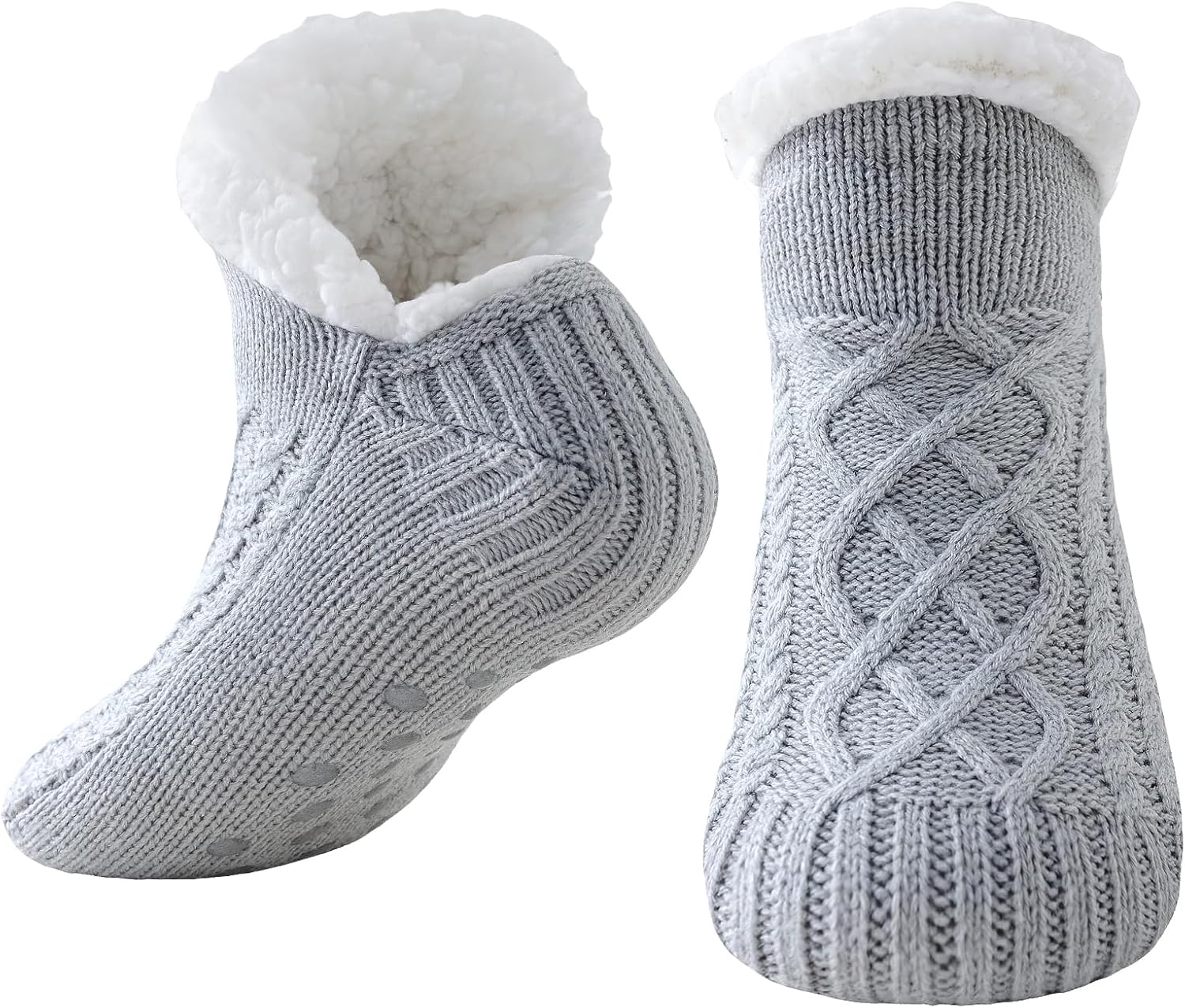 Niorasen Slipper Socks Women Men, Thick Fluffy Socks with Grippers, Cosy Warm Winter Non-Slip Socks Ladies Girls, Women Gifts Indoor Home House Bed, UK 4-10-0