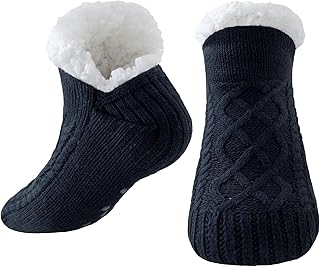 Niorasen Slipper Socks Women Men, Thick Fluffy Socks with Grippers, Cosy Warm Winter Non-Slip Socks Ladies Girls, Women Gifts Indoor Home House Bed, UK 4-10