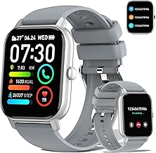 Smart Watch for Men Women Answer/Make Calls, Fitness Tracker 1.85" Touch Screen Fitness Watch with Step Counter, Heart Rate Sleep Monitor, 110+ Sports Modes, IP68 Waterproof Activity Trackers, Grey