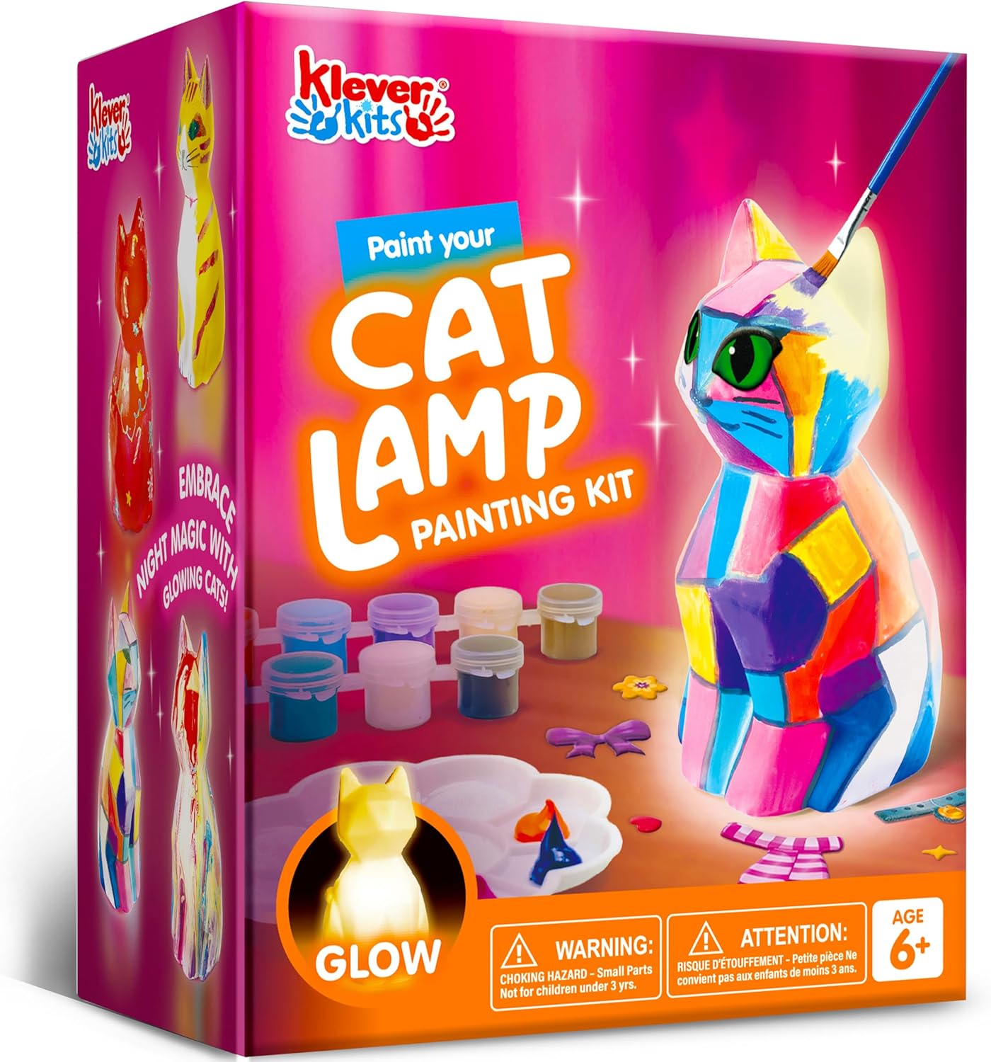 Klever Kits Paint Your Own Cat Lamp Kit,Arts and Crafts for Kids Ages 6 7 8 9 10 11 12,DIY Night Light Painting Kit,Girls Crafts Kit,Cat Toys for Kids Age 6+,Activities Art Supplies,Birthday Gifts-0