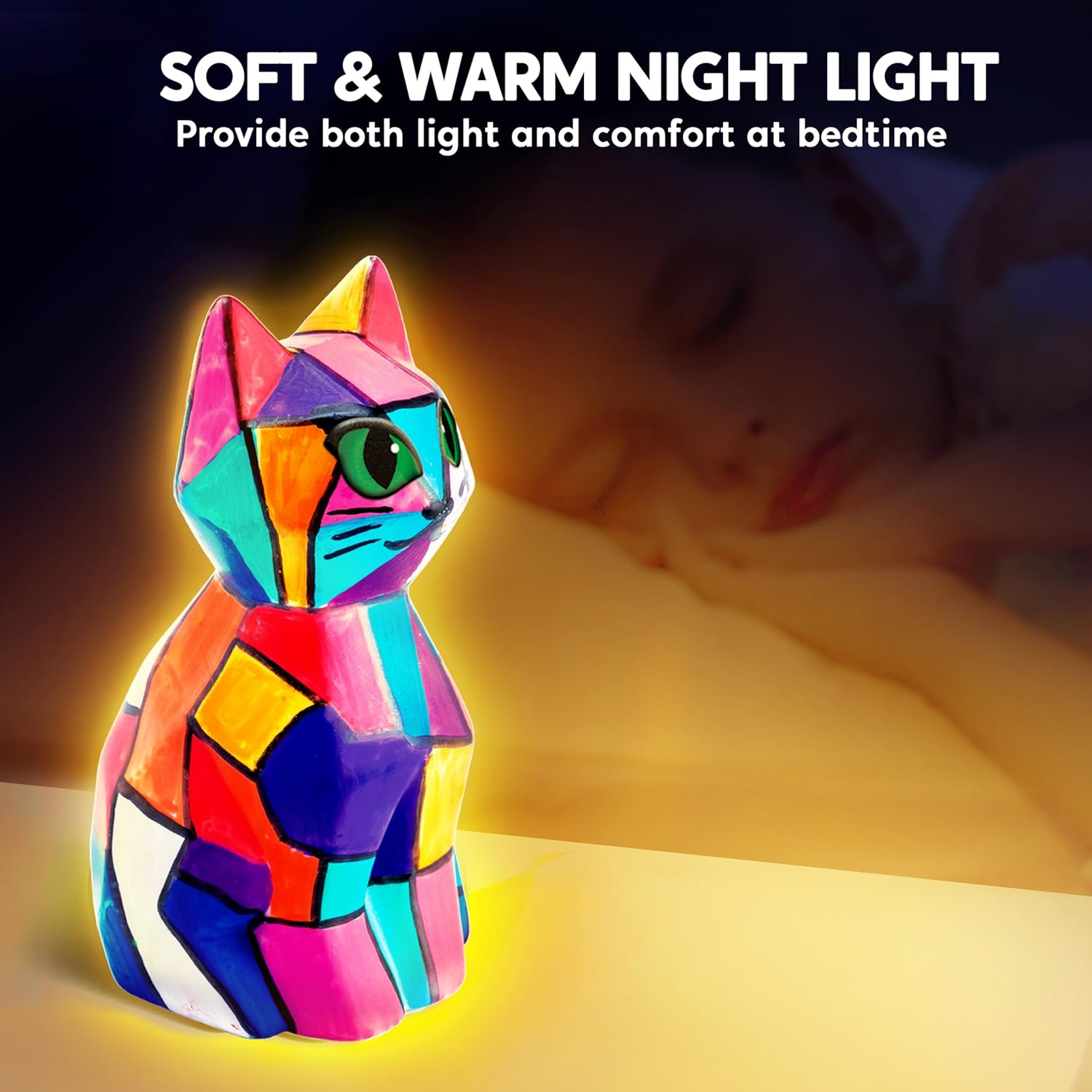 Klever Kits Paint Your Own Cat Lamp Kit,Arts and Crafts for Kids Ages 6 7 8 9 10 11 12,DIY Night Light Painting Kit,Girls Crafts Kit,Cat Toys for Kids Age 6+,Activities Art Supplies,Birthday Gifts-6