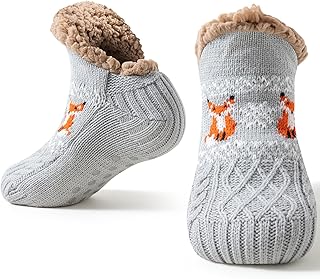 Niorasen Fluffy Slipper Socks for Women, Warm Cosy Bed Socks, Winter Thick Fuzzy Socks Slipper Socks With Grippers, Non Slip One Size Gifts Christmas