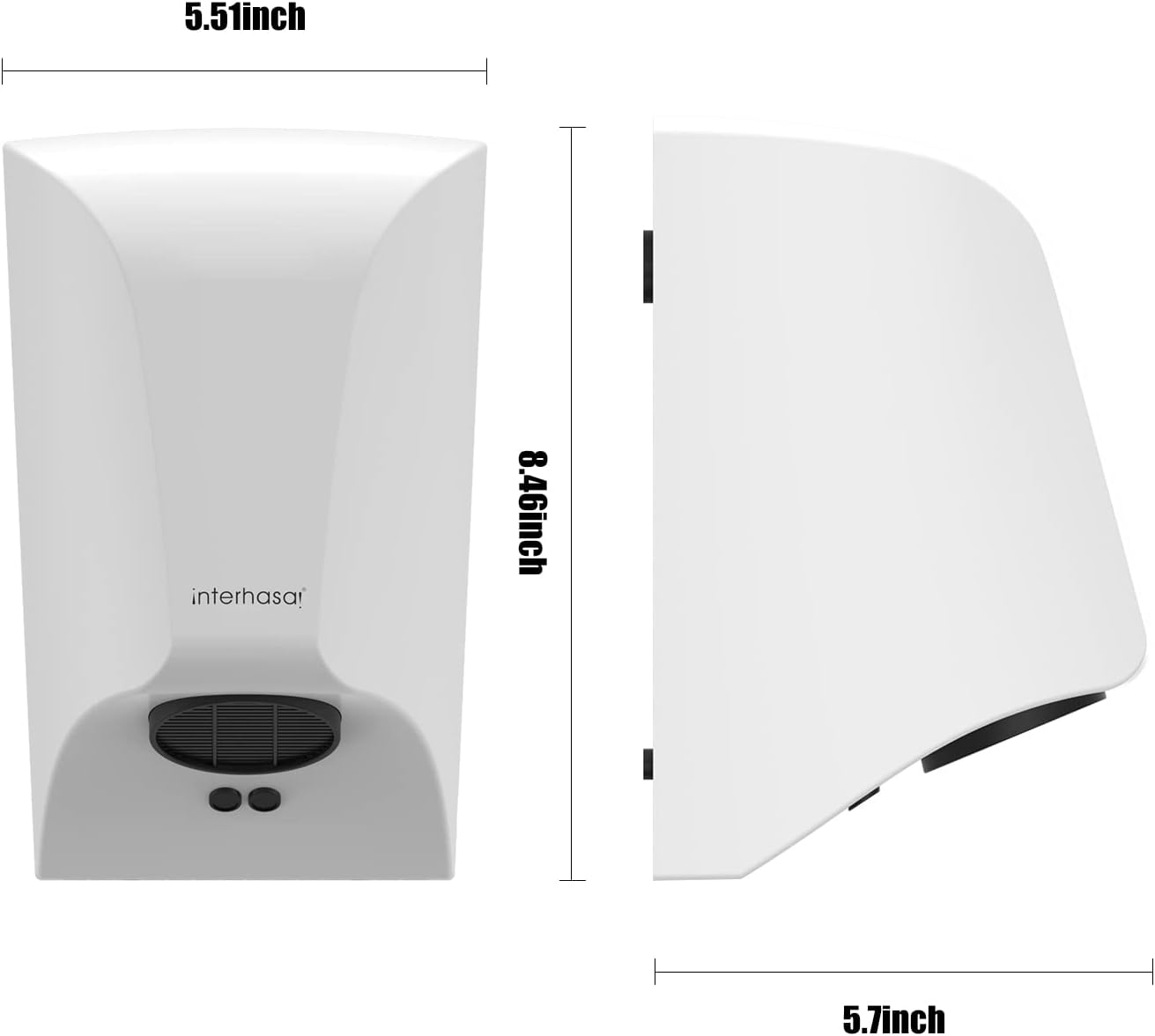 interhasa! Commercial Hand Dryers for Bathrooms 600W Compact Hand Dryer High Speed Electric Hand Dryer Commercial and Home Low Noise White-6