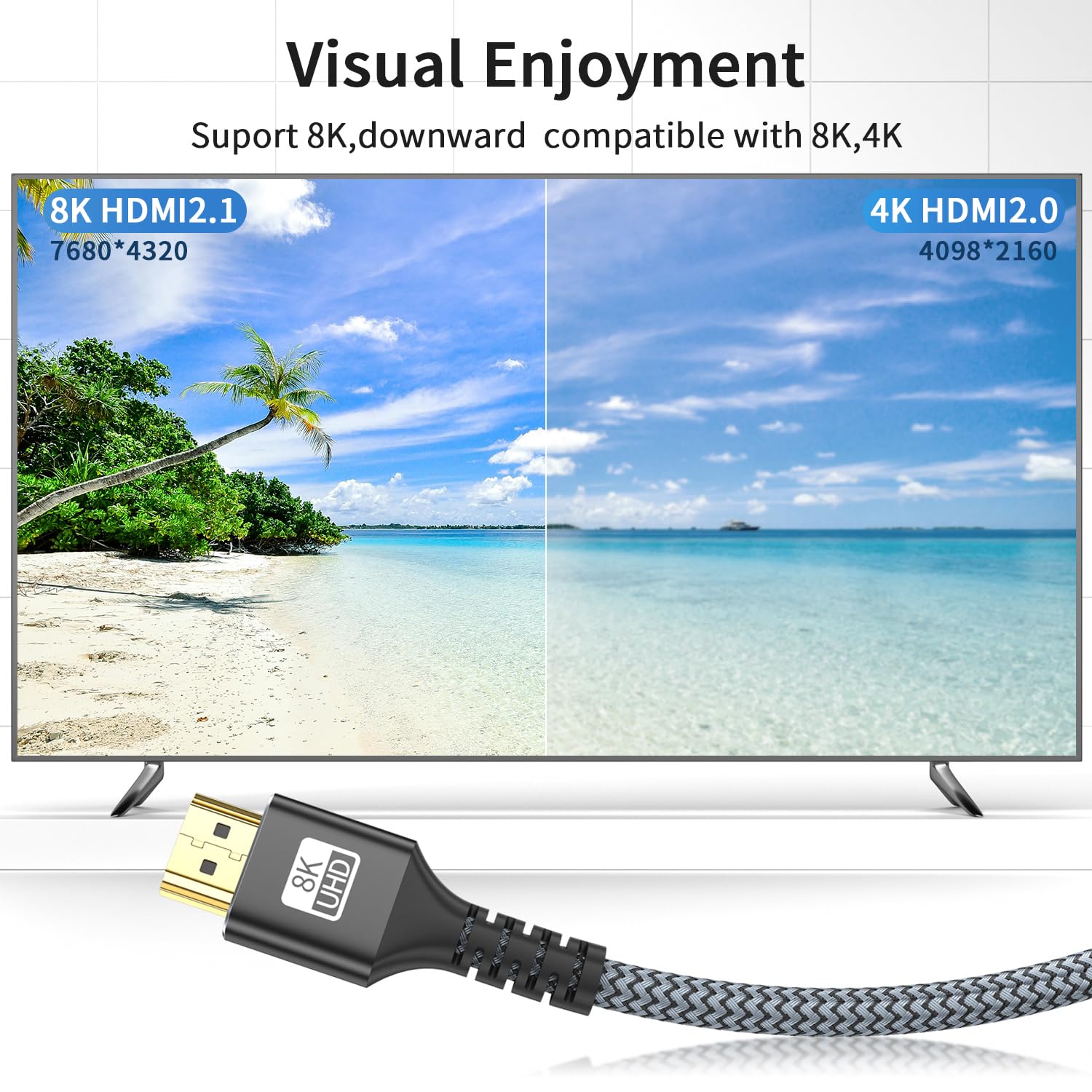 looyotul 8k Hdmi Cable 1m Ultra High Speed HDMI 2.1 Cable 8K@60HZ 4K@120HZ 48Gbps HDMI Cord for HDTV,PS4,PS5,Monitor Laptop,Xbox,HDCP 2.2&2.3 Support HDR,eARC,Ethernet,Dolby.(Black)-3