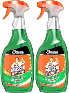 Mr Muscle Window & Glass Cleaner with Added Vinegar Streak Free Shine 750ml 2 Pack with Welari Thank You Card | 2 Pack | 2 x 750ml